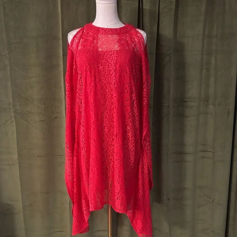 Anne Fontaine Vibrant Red 2 pc lace dress, M